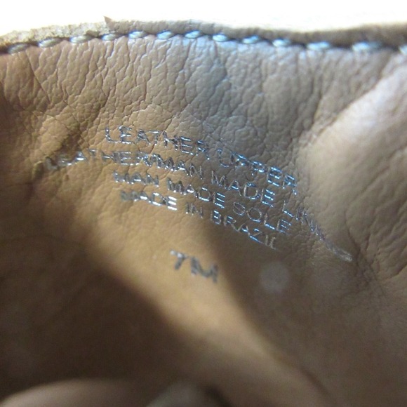 Antonio Melani Leather Ankle Boots Booties Peep Toe Size 7 Tan High Heels 440 - Picture 9 of 13